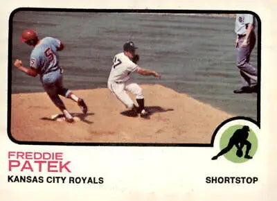 Vintage 1973 Topps Trading Card of Freddie Patek from Kansas City in EX-MT condition