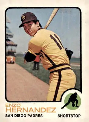 1973 Topps #438 Enzo Hernandez trading card featuring the San Diego Padres