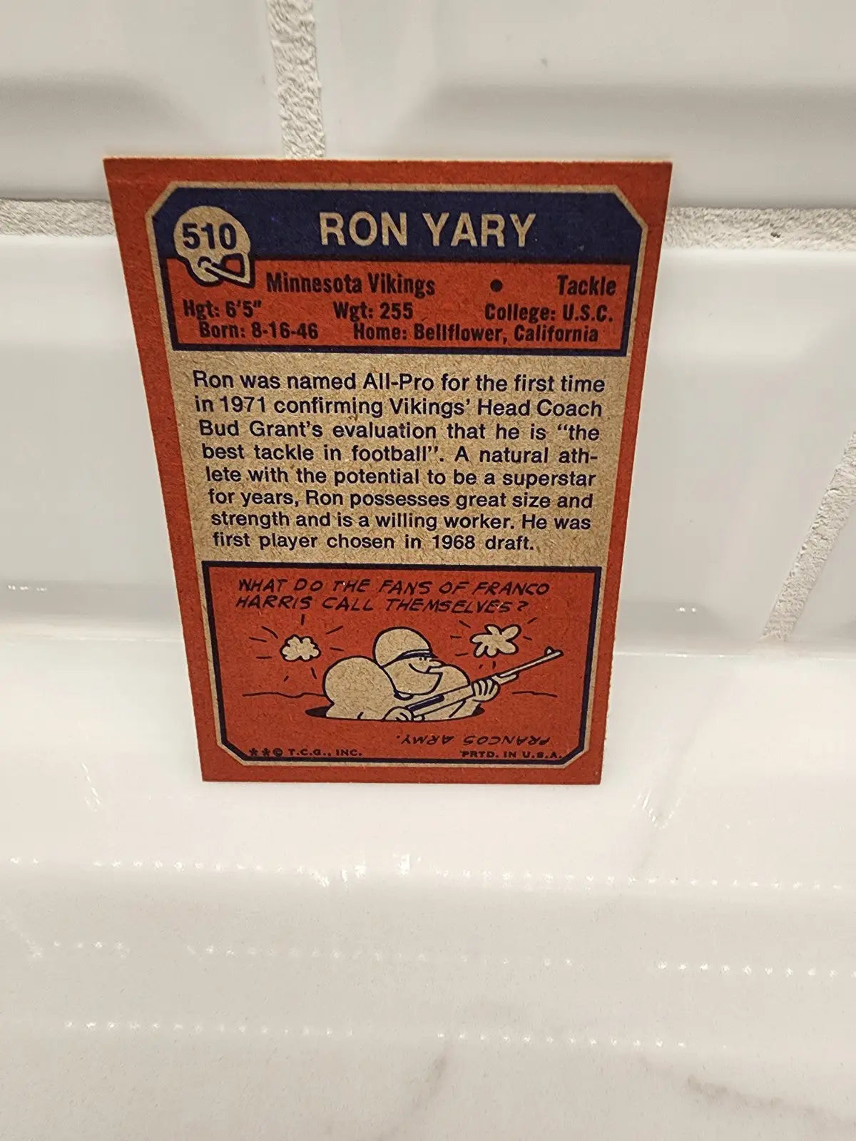 1973 Topps #510 Ron Yary football card in EX-MT condition for collectors