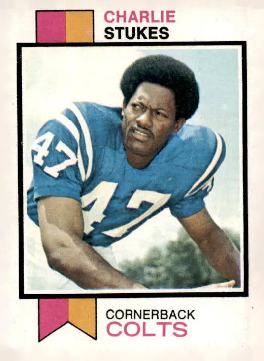 Vintage 1973 Topps Charlie Stukes football trading card for charlie stukes trading collection
