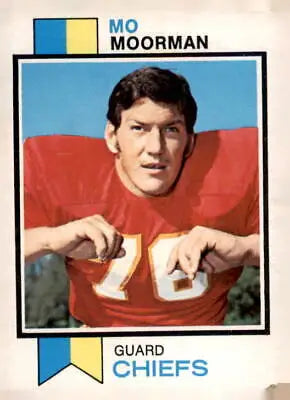 Kansas City Chiefs Mo Moorman football trading card from 1973 Topps #84