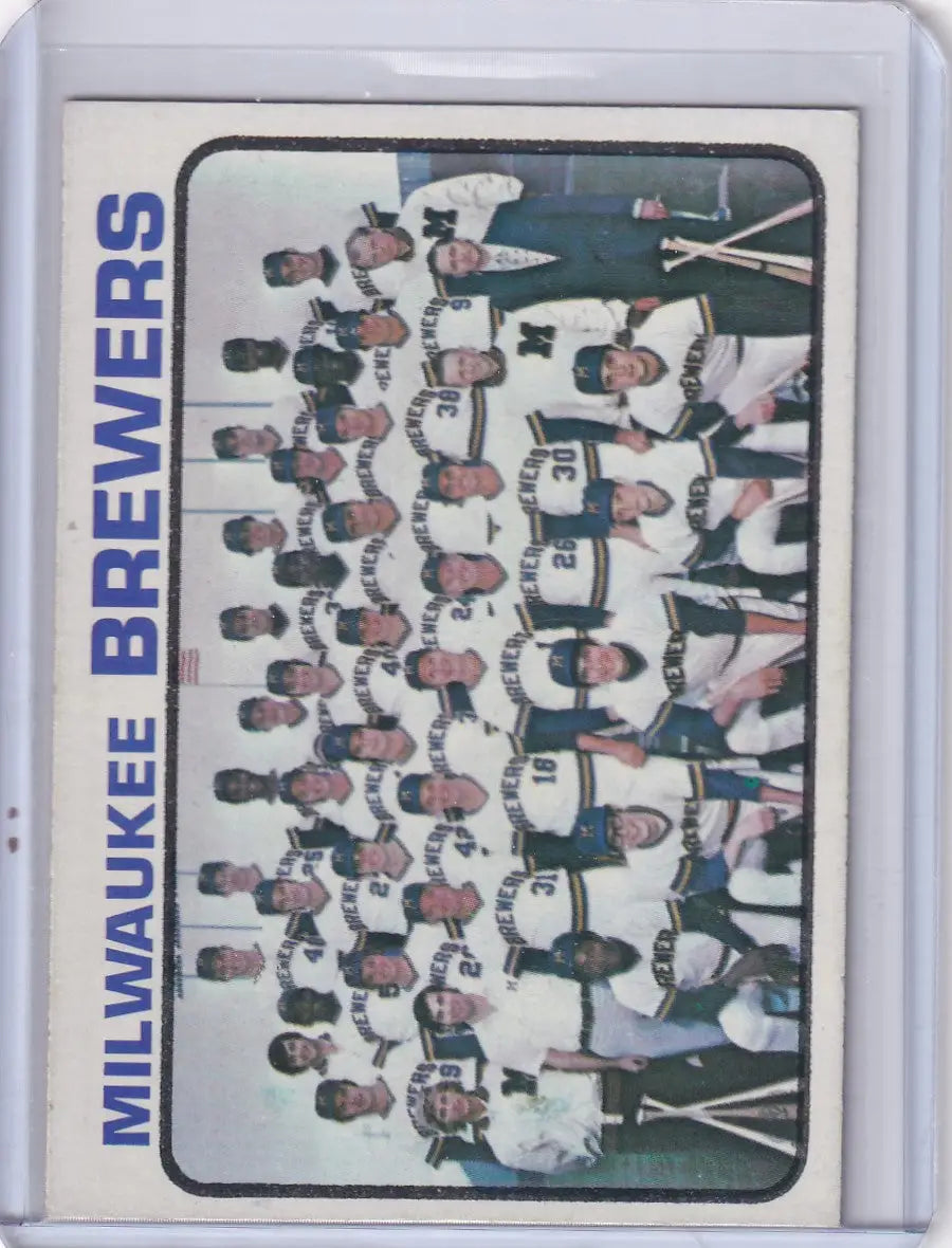 Milwaukee Brewers team photo on 1973 Topps Baseball trading card collectible