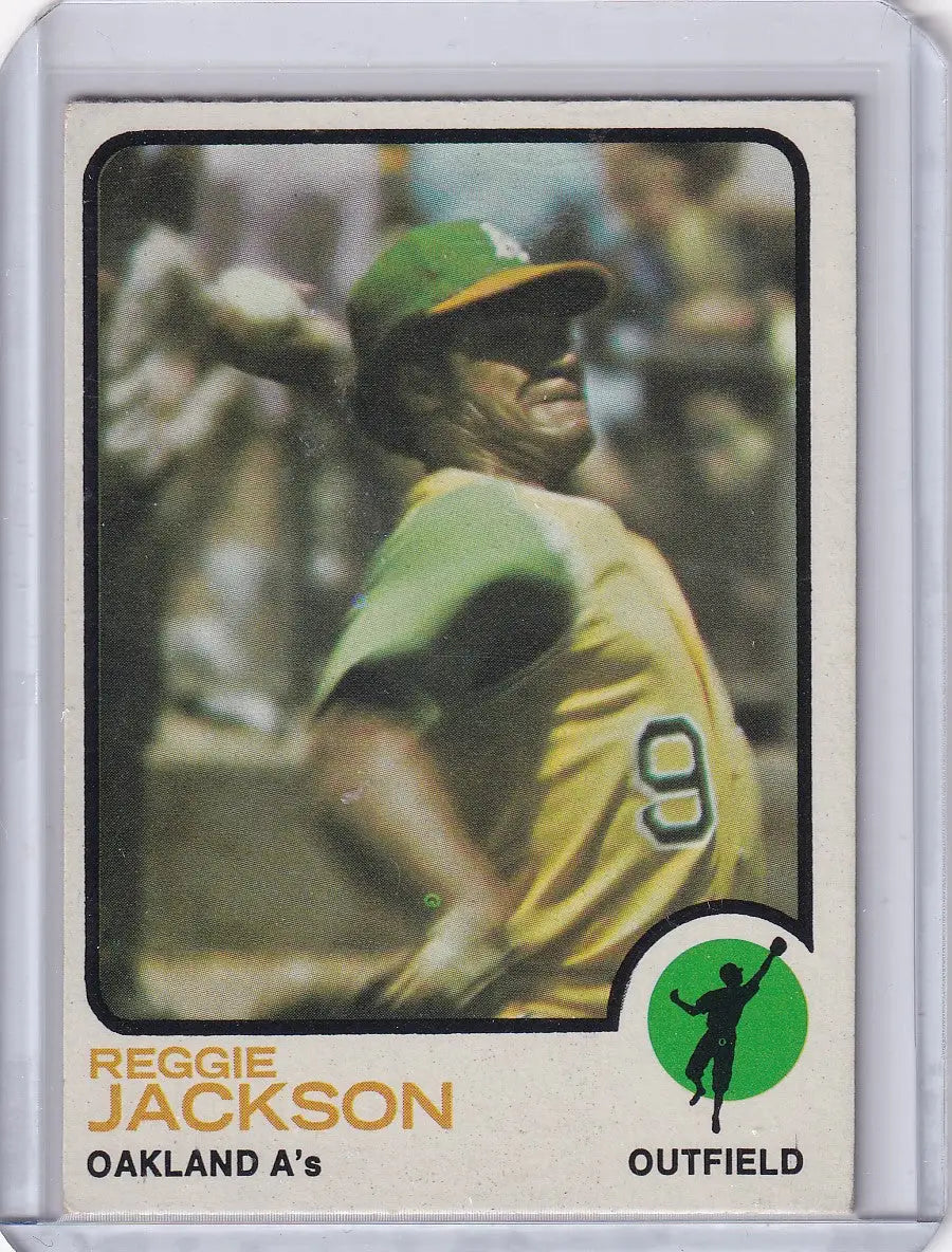 Reggie Jackson 1973 Topps Baseball card featuring Oakland Athletics star player