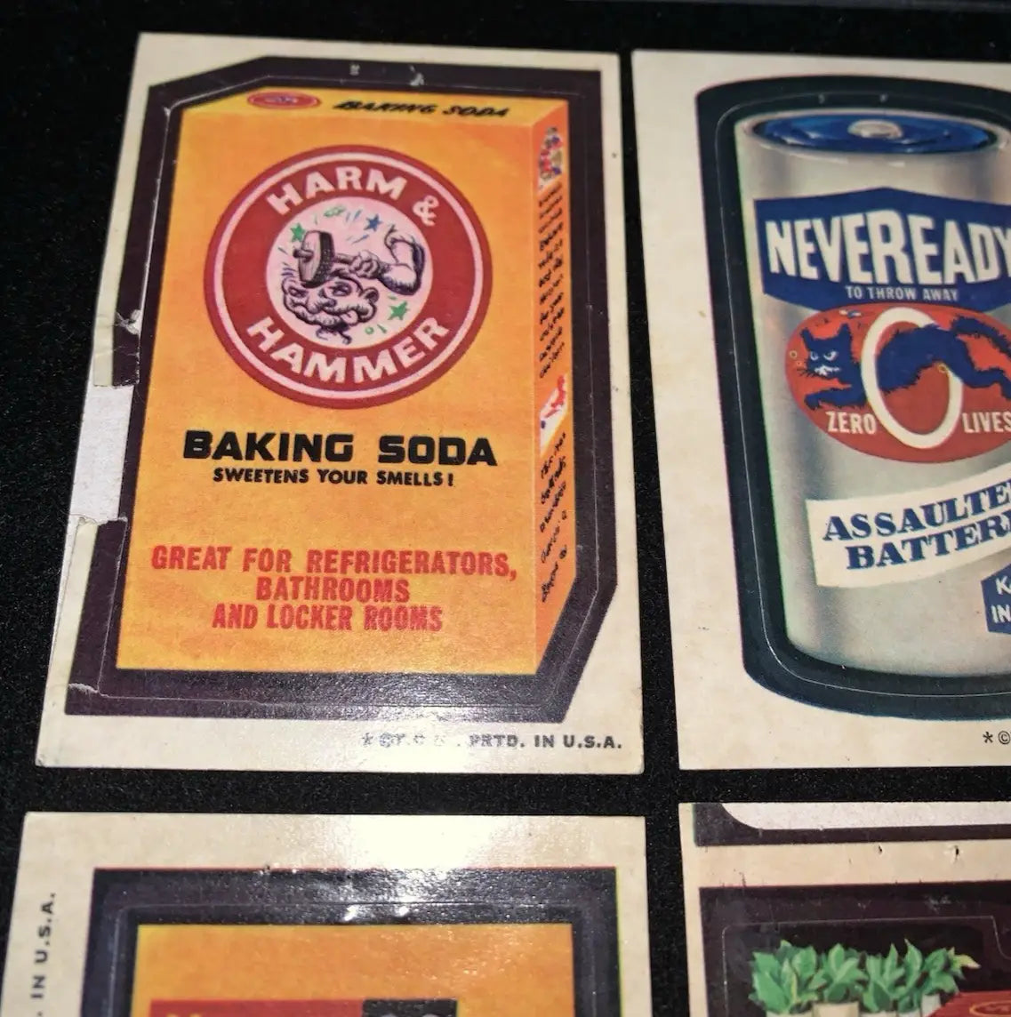 Vintage parody sticker from 1973 Topps Wacky Packages Series 3 with tan backs
