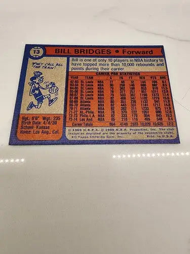 Vintage Bill Bridges basketball trading card from 1974-75 Topps series, sports trading card