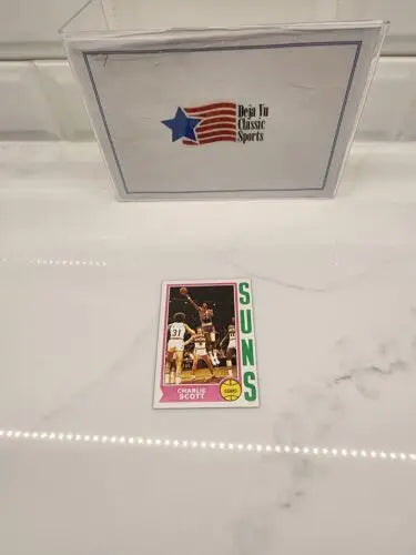 Sports trading card of Charlie Scott from 1974-75 Topps basketball series