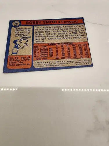 Vintage Bobby Smith basketball trading card from 1974-75 Topps series