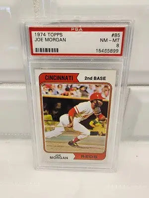 Graded 1974 Topps Joe Morgan baseball card from the Topps base set, PSA 8