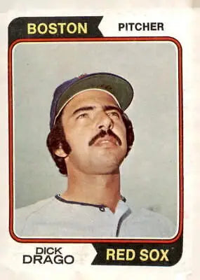 Dick Drago baseball card from 1974 Topps #113 featuring Boston Red Sox pitcher