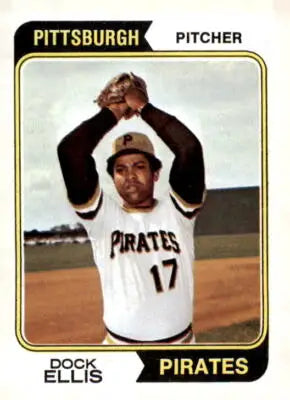 Dock Ellis baseball card from 1974 Topps #145 featuring Pittsburgh Pirates player