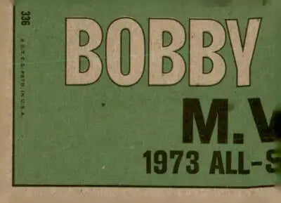 Bobby M.V. baseball card from 1974 Topps #336 featuring all-star left fielders including Bobby Murcer
