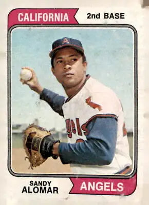 Sandy Alomar California Angels baseball card from 1974 Topps #347 VG-EX