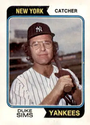 1974 Topps Duke Sims baseball card featuring Duke Sims for sports collectibles exchange