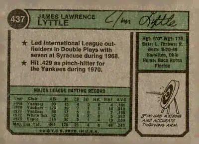 Vintage 1974 Topps Jim Lyttle Montreal Expos trading card for collectors