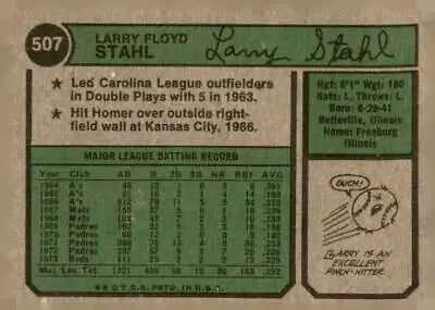 Vintage 1974 Topps Larry Stahl baseball card EX-NM perfect for larry stahl collectors