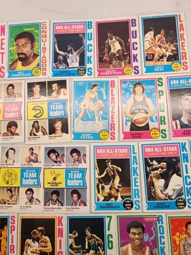 Vintage Topps Basketball trading cards showcasing 1974 HOF superstars from basketball history