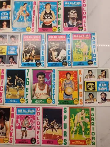 Vintage Topps Basketball trading cards showcasing NBA/ABA Hall of Fame superstars