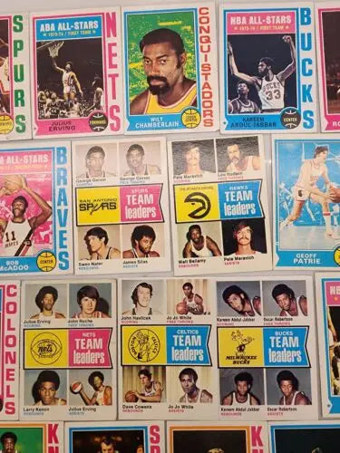 Vintage Topps Basketball cards from 1974, showcasing basketball history and trading stars