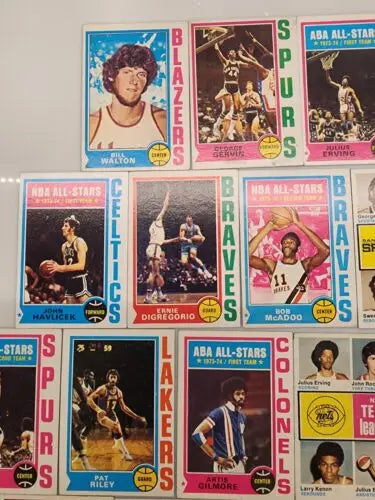 Vintage Topps Basketball trading cards showcasing NBA/ABA Hall of Fame superstars