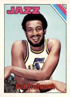Basketball card of Bud Stallworth from 1975-76 Topps series, featuring Orleans Jazz player