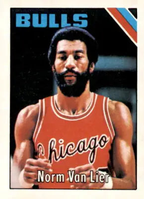 Basketball card of Norm Van Lier from 1975-76 Topps #155 featuring Norm Van Lier