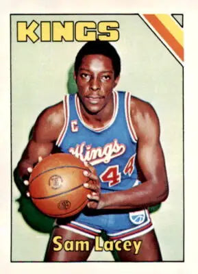 Sam Lacey basketball trading card from 1975-76 Topps featuring Kansas City Kings player