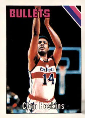 Clem Haskins basketball card from 1975-76 Topps featuring Washington Bullets player