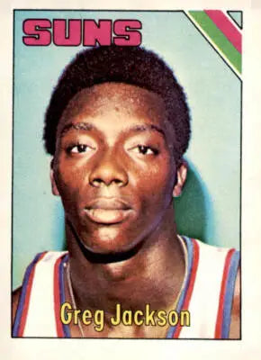 Greg Jackson basketball trading card from 1975-76 Topps #201 displaying sports trading card