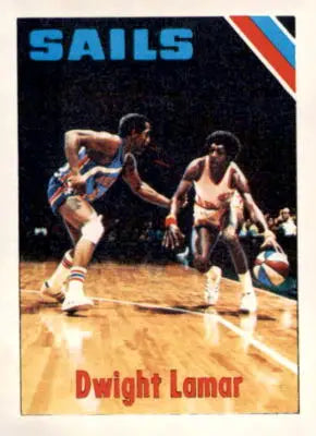 Vintage basketball card of Dwight Lamar from the 1975-76 Topps San Diego Sails team