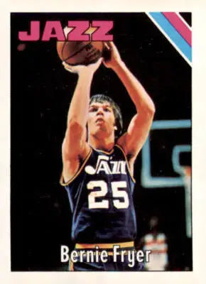 Basketball card of Bernie Fryer from 1975-76 Topps series, Orleans Jazz player