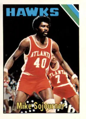 Vintage Mike Sojourner trading card from 1975-76 Topps set featuring basketball memorabilia