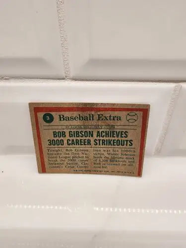 Vintage Bob Gibson baseball trading card from 1975 Topps 74 Highlights series for card enthusiasts