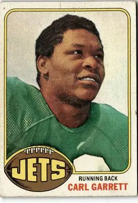 Vintage Carl Garrett football card from 1976 Topps #218 showcasing Garrett vintage football