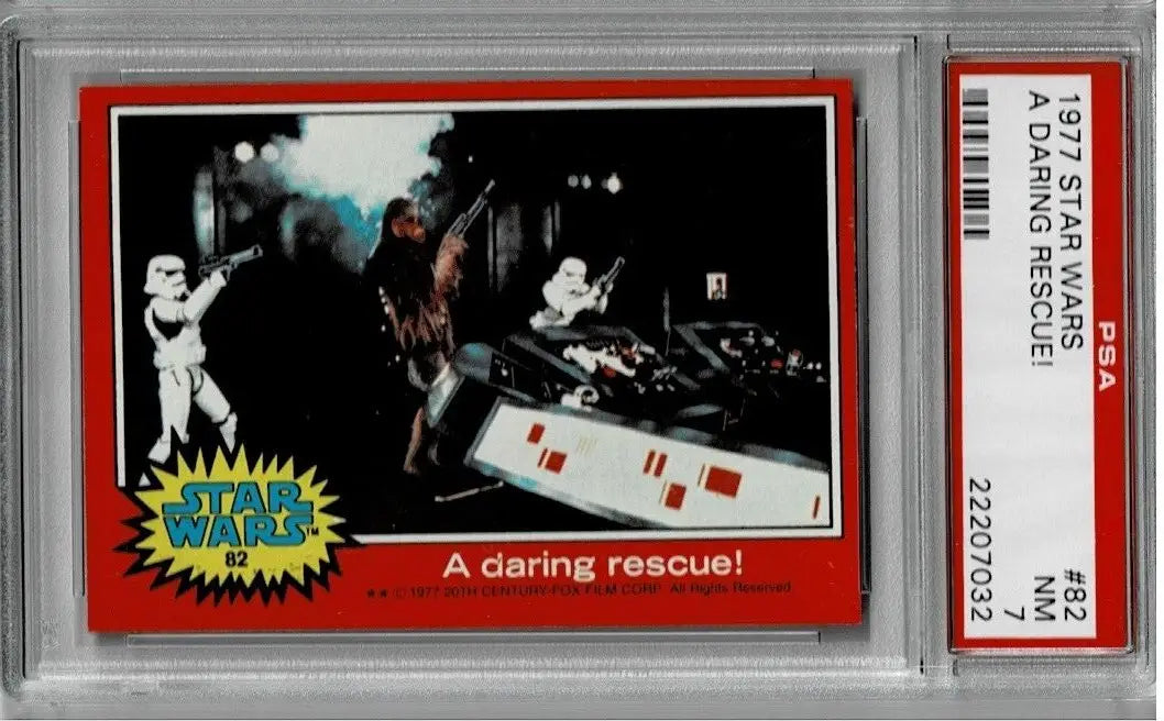 Graded 1977 Topps Star Wars Trading Card #82 A Daring Rescue PSA 7 for collectors