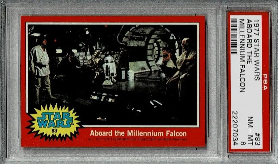 Graded Topps Star Wars Trading Card #83 Aboard the Millennium Falcon PSA 8 for collectors