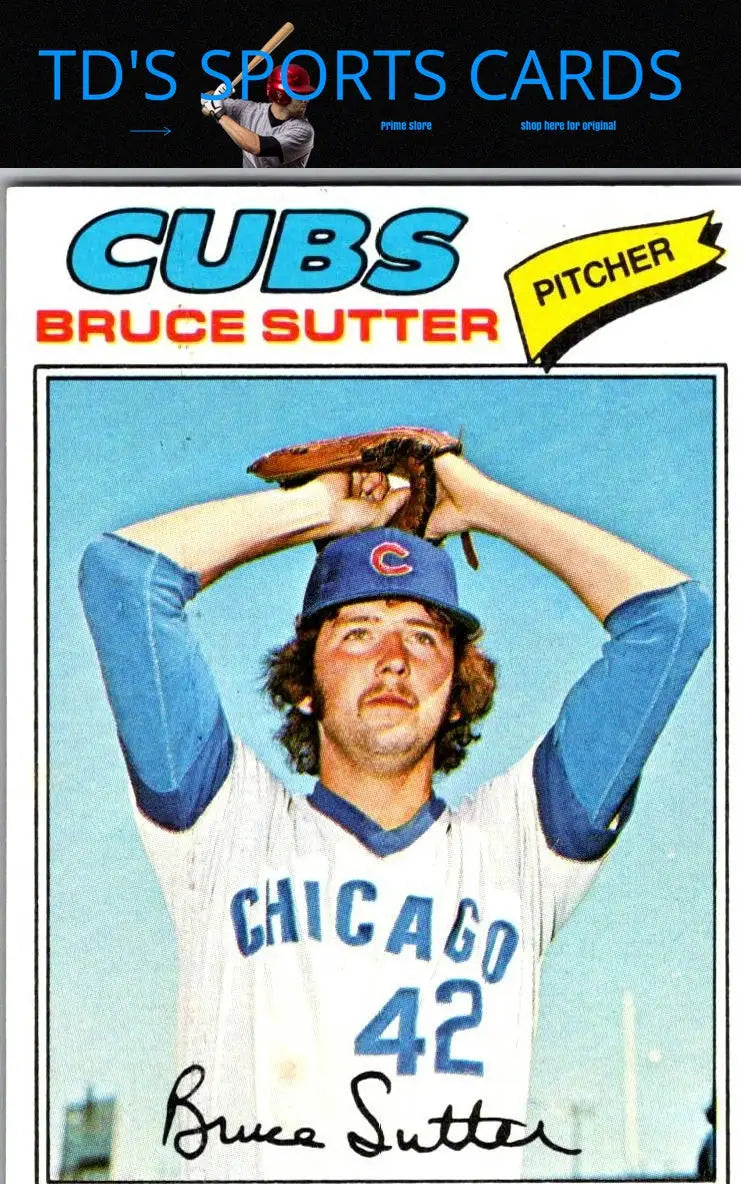 Bruce Sutter baseball card from 1977 Topps #144, a must-have for trading cards collectors