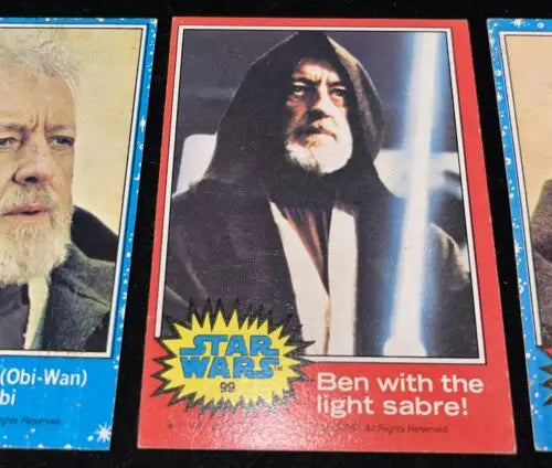 1977 Topps STAR WARS trading cards featuring Obi Wan Kenobi Lot X3 collectible set