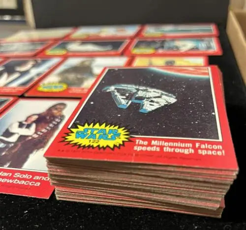 Stack of vintage Topps Star Wars Series Two trading cards in complete set