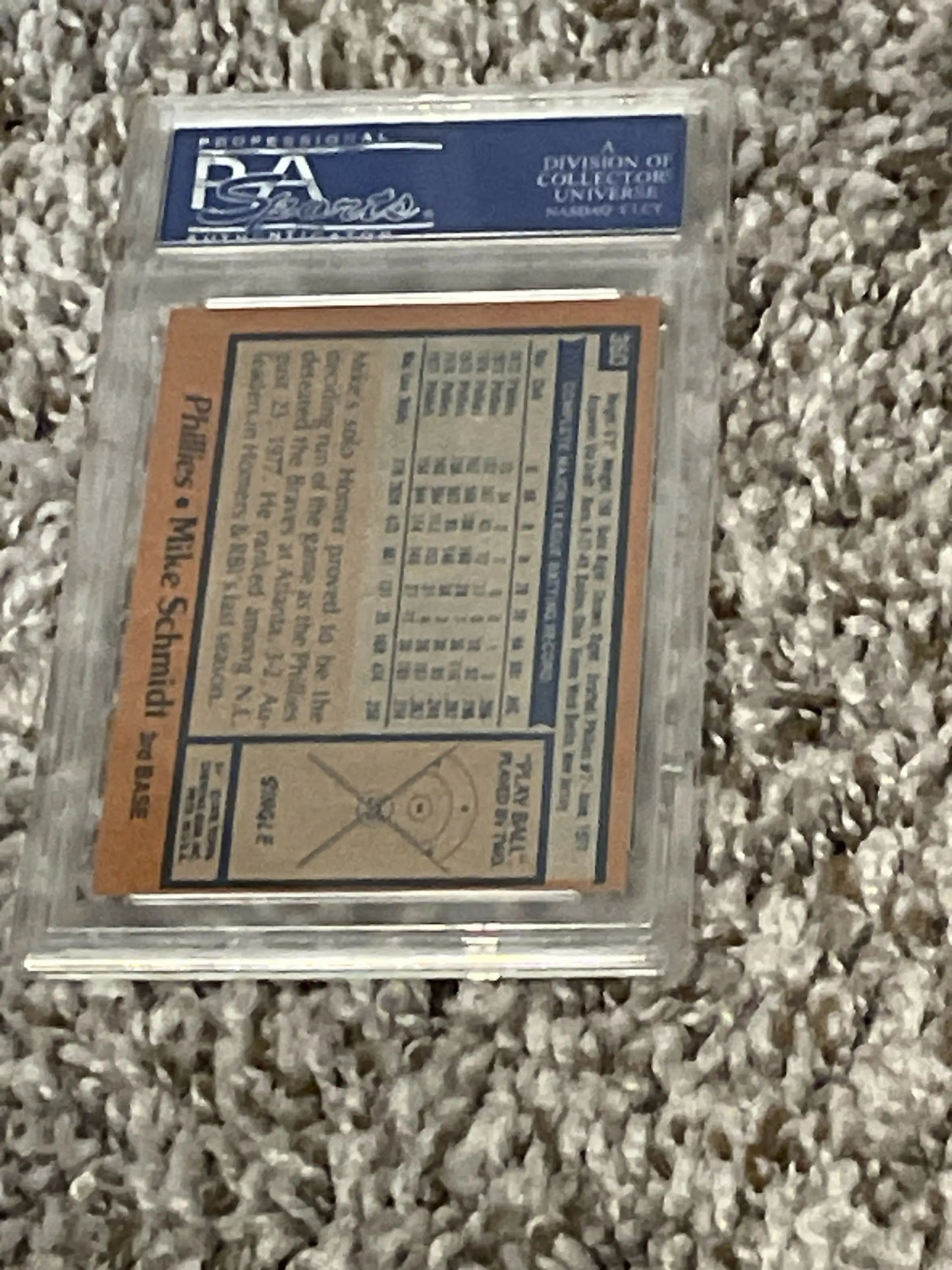 PSA-graded 1978 Topps Mike Schmidt Baseball Card in protective case for trading cards