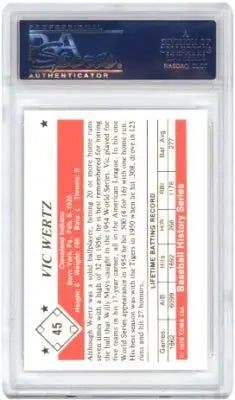 Graded vintage TCMA Baseball Vic Wertz 1979 History Series card PSA 10