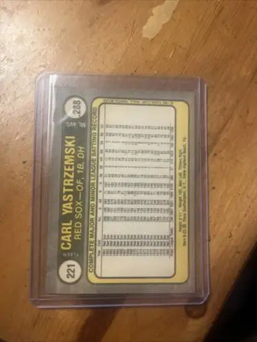 Carl Yastrzemski baseball card from the 1981 Fleer sports trading card series