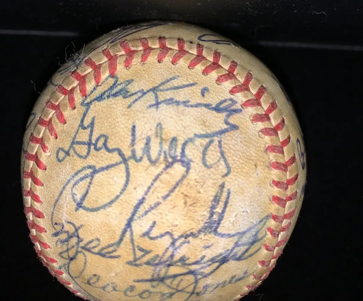 Autographed baseball with red stitching from 1981 Houston Astros team signed collection