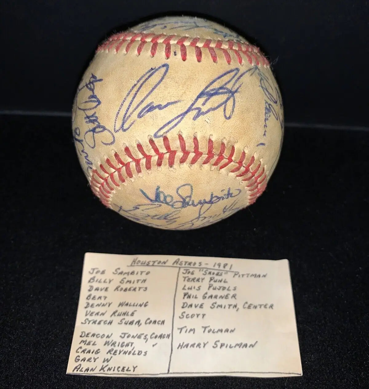 Signed 1981 Houston Astros Team Signed ONL Baseball with 24 signatures including Dave Smith
