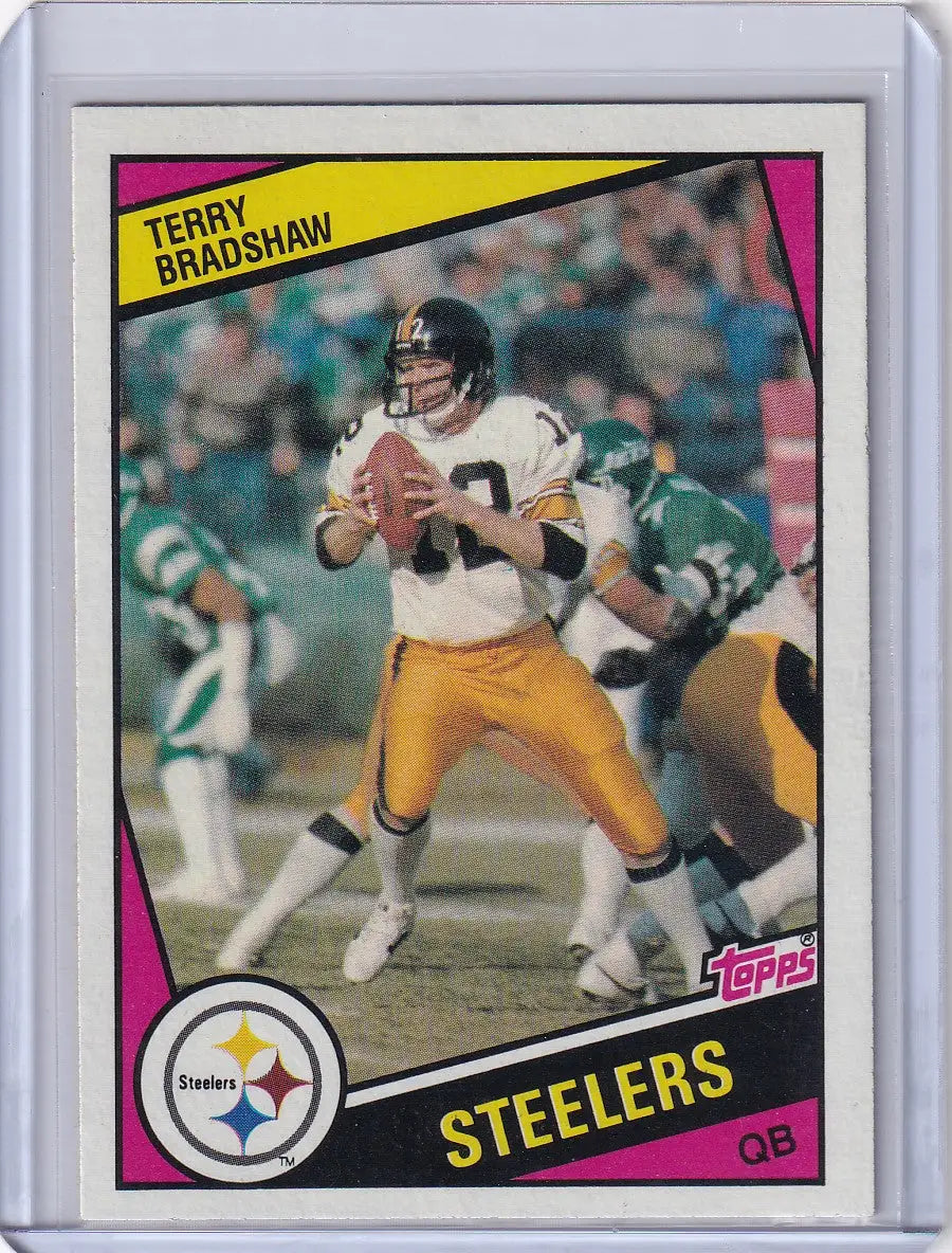 1984 Topps Football #162 Terry Bradshaw card featuring Pittsburgh Steelers legend