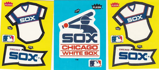 Collection of Chicago White Sox jersey designs and team logos on colorful background