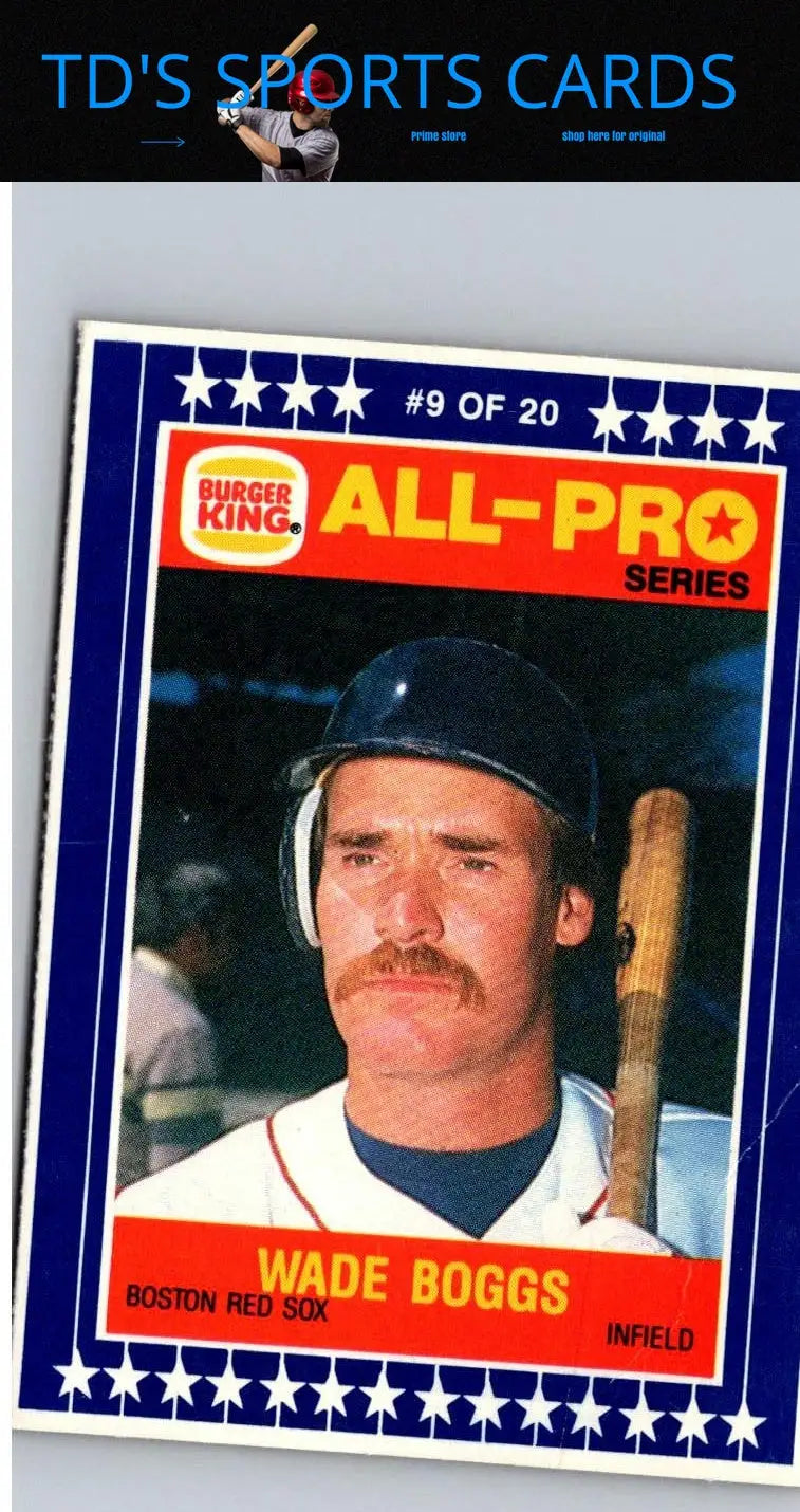 Vintage Wade Boggs baseball card from 1986 Burger King All-Pro Series #9