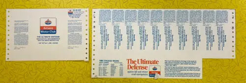 Vintage Amoco Motor Club documents in 1986 Chicago Bears Season Football Ticket Proof Sheet Set