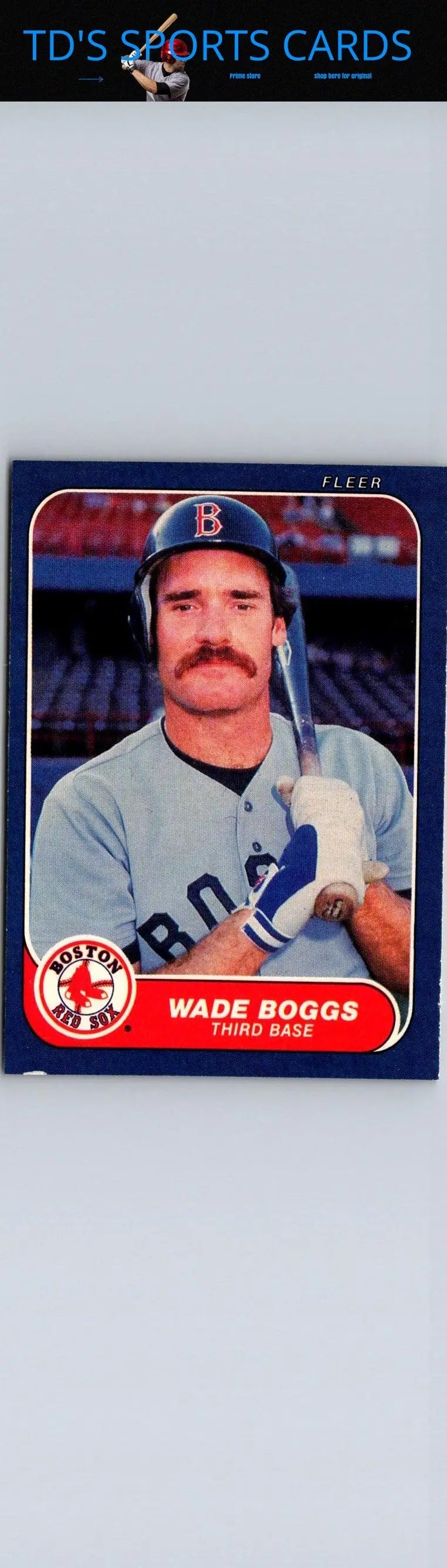 Vintage 1986 Fleer Wade Boggs baseball trading card for collectors