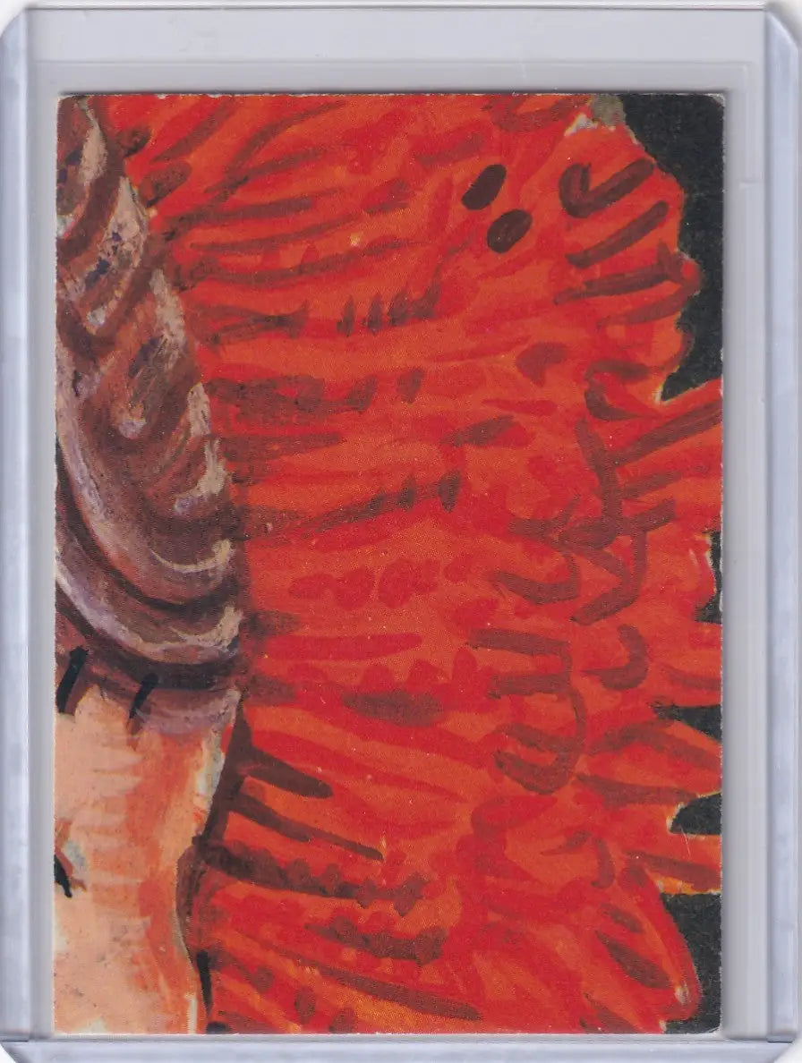 Abstract red and brown painting from Garbage Pail Kids Series 3 88b Farrah Fossil