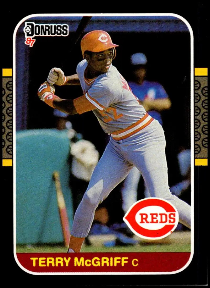1987 Donruss Terry McGriff Cincinnati Reds Baseball Card at bat EX RC Rookie